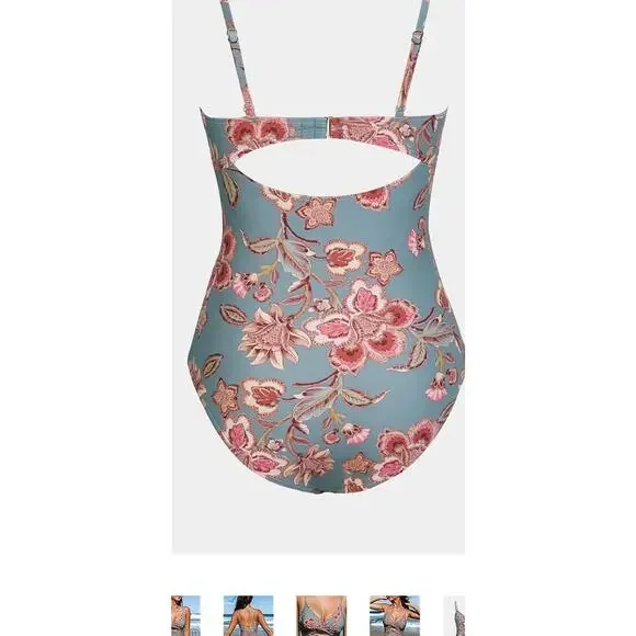 Cupshe Women's One Piece Swimsuit Tummy Control V Neck Bathing Suit Size Medium - Picture 5 of 16